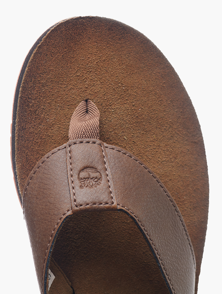 Shop Timberland Dark Brown Wild Dunes Leather Flip Flops for Men from
